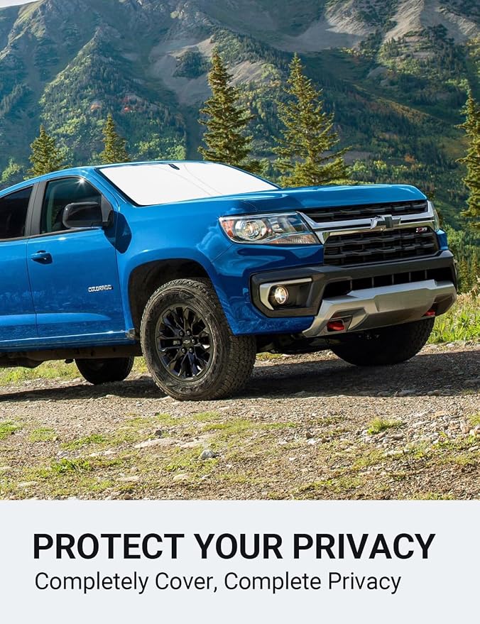 Proadsy Custom Fit Car Windshield Sun Shade for 2015-2022 Chevy Colorado | 240T Heat Shield, Drops Temp 54°F, Blocks 99% UV, Prevents Dashboard Cracking, Summer Parking & Beach Trips, Easy Twist-Fold - Image 7