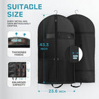 Lazebox 43" Travel Garment Bag with Accessories Zipper Pocket, Heavy Duty Suit Bag for Suits, Tuxedos, Dresses, Coats, Black, 3 packs - Image 3