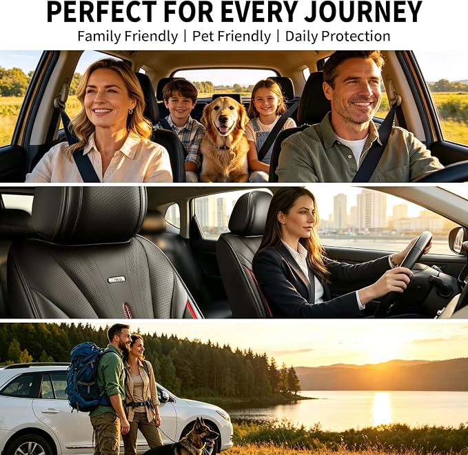 Fit CX-50 Seat Covers Custom Fit for Mazda CX-50 2023-2026, Front Pair | Premium Leather Full Coverage Protectors, Waterproof, Breathable, Scratch Resistant, Easy Wipe, Airbag Compatible, RedTrim - Image 9