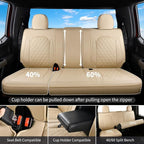 Huidasource F150 F250 F350 Front&Rear Leather Seat Covers Fit for 2015-2026 Ford F150 SuperCrew & 2017-2026 F250 F350 F450 Super Duty Crew Cab XL XLT Lariat King Ranch Platinum(Full Set/Beige) - Image 2