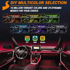 Interior Car LED Strip Lights 400 inches Fiber Optic tubing USB Powered RGB 8 in 1 Car Neon with Wireless APP and Remote Control, Ambient Lighting Kits 16 Million Colors,Sync to Music - Image 3