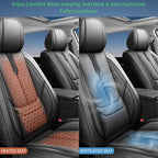 Fit Maxima Car Seat Covers for Nissan Maxima 2011-2021 2022 2023-Upgraded Premium Waterproof & Breathable Leather,Airbag Compatible,All-Weather Seat Cushion Protector,Full Set,Black - Image 7