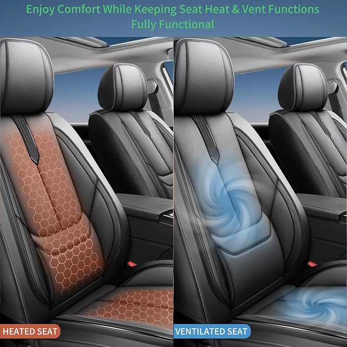 Fit Ariya Car Seat Covers for Nissan Ariya 2023 2024 2025 2026 -Upgraded Premium Waterproof & Breathable Leather,Airbag Compatible,All-Weather Seat Cushion Protector,Full Set,Black - Image 7