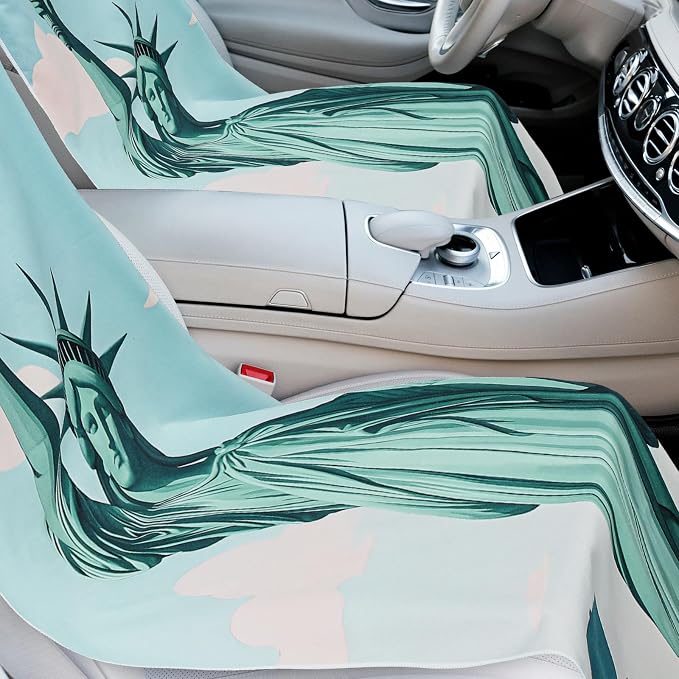 Hahafelt 2 Pack Car Seat Towel Covers with Storage Bag, 63 x 32 Inch Universal Non Slip Waterproof Sweat Protector for Car Truck, Gym Swimming Running, Machine Washable (Statue of Liberty) - Image 6