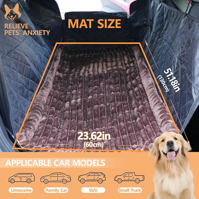 Dog Car Seat Cover 2 Piece Seat Waterproof Hammock and Dark Brown Cover | Scratch Proof Nonslip Back Seat Pet Bed Mat for Travel Durable Soft Back Seat Covers for Cars Trucks and SUVs - Image 7
