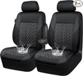 CAR PASS Neoprene Waterproof Seat Covers Two Front, Wetsuit Car Seat Covers 2pcs Universal Fit for Vans, Truck, SUV, 3D Tyre Embossed Seat Covers Anti Slip with Armrests, Aibag Compatible(Black Gray) by CARPASS