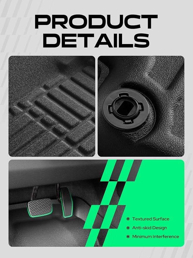 YHTAUTO Automotive Floor Mats for Honda CR-V 2012-2016 | for Carpet Flooring Only | TPE All Weather Car Mats, Anti-Slip & Custom Fit Floor Liners | Front & 2nd Row, Black, Set of 3 - Image 7