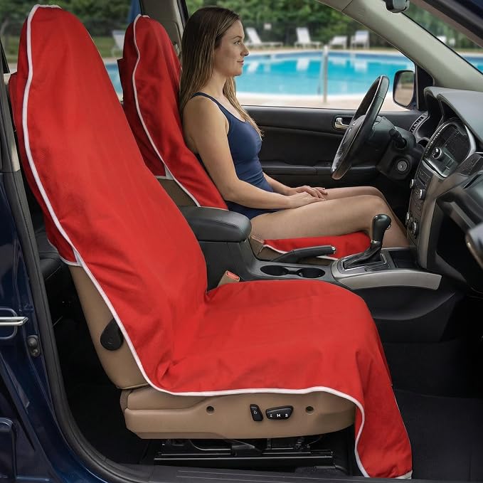 DriSeats Waterproof Car Seat Towel Cover for Runners, Post Workout, Red - Image 6