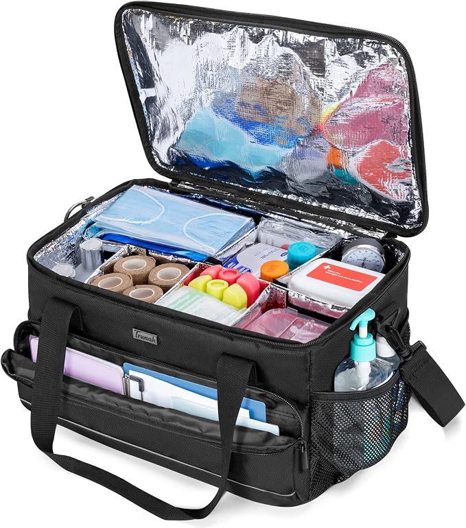Trunab Large Insulated Medical Bag with Dividers, Easy-Clean Trauma Pouch | Empty Bag for Custom Setup, Ideal for Home/Travel/Camping, Wipe-clean Interior by Trunab