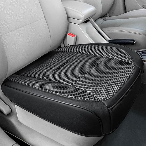 1 Pack Black Ventilated Bottom Car Seat Cover | 3D Air Mesh, PU Leather, Breathable, Front, with Storage pocket, Universal Fit for Car Truck SUV, Easy to Install by Qinlive