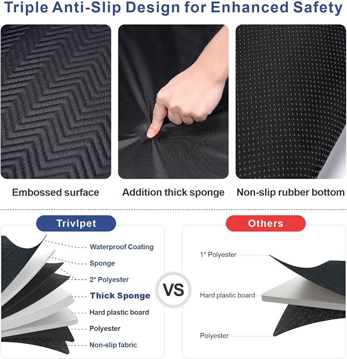 Dog Car Seat Cover - Hard Bottom Backseat Extender, Black | Back Seat, Waterproof Hammock, Thick Sponge, Supports 400 lbs, Seat Protector, Pets, Cars, SUVs, Trucks - Image 3