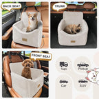 JOEJOY Dog Car Seats for Small Medium Dogs Under 35lbs, Dog Booster Seat with Detachable Washable Cover and Cushion, Memory Foam Pet Car Seat with Safety Belt and Storage Pockets (BGE) - Image 7