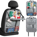 LUCMO Car Backseat Organizer with Foldable Tablet Holder, Grey | 6 Storage Pockets,Foldable Food Tray,Protectors Kick Mats,Travel Accessories,Seat Cover,Road Trip Essentials by LUCMO
