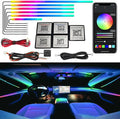 Dreamcolor Acrylic Interior Car LED Strip Light, RGB 6 in 1 Fiber Optic Ambient Lighting Kits, 16 Million Colors Sound Active Function Car Neon Lights with Wireless APP by UWDESY