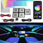 Dreamcolor Acrylic Interior Car LED Strip Light, RGB 6 in 1 Fiber Optic Ambient Lighting Kits, 16 Million Colors Sound Active Function Car Neon Lights with Wireless APP by UWDESY