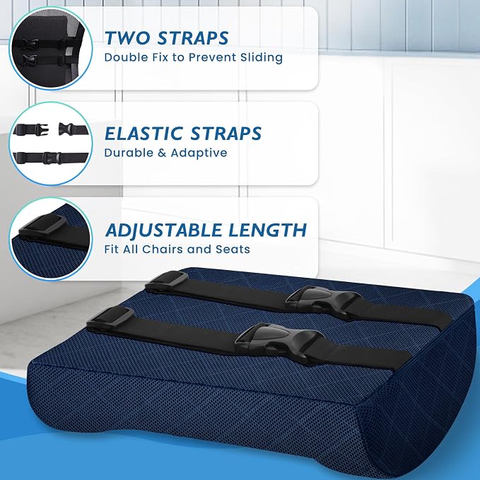 Lumbar Support Pillow for Office Chair, Back Support, Memory Foam, Blue | Improve Sitting Posture & Back Pain Relief. Lumbar Pillow Fits Office, Gaming & Car Chairs with Adjustable Dual Straps - Image 5