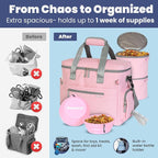 Rubyloo Original Doggy Bag™ Dog Travel Bag for Supplies with Travel Bowls | 2 BPA-Free Collapsible Bowls, 2 Pet Food Containers, TSA-Ready, Road Trips, Camping, Weekend Getaways, Doggy Gift, Lt. Pink - Image 5