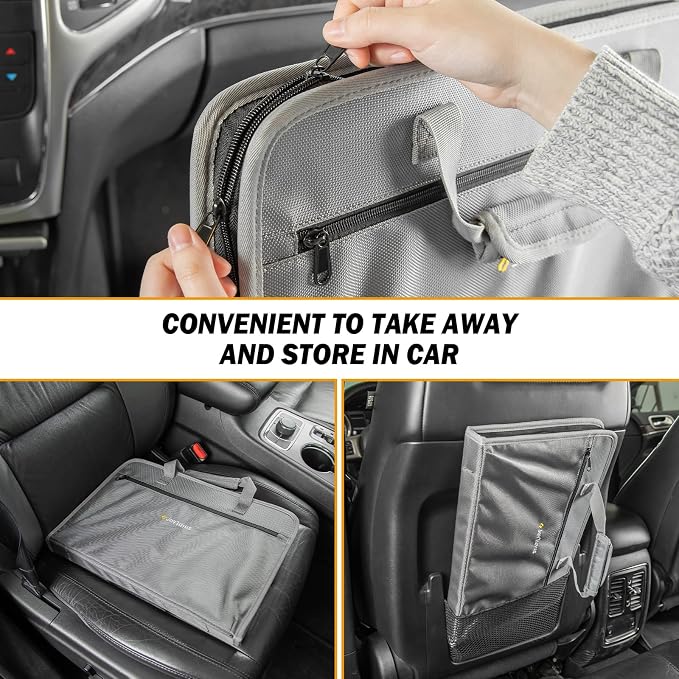 JOYTUTUS 3 in 1 Steering Wheel Eating Tray (Gray), Car Back Seat Laptop Desk, Multifunctional Office Bag, Car Work Table for Writing, Car Organizer for Kids, Commuters, Family - Image 6