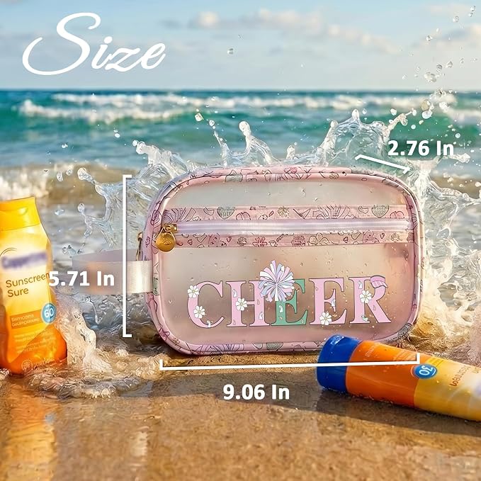 COSHAYSOO Clear CHEER Makeup Bag Cheerleader Team Gifts Cheerleading Hair Skincare Cosmetic Accessories Organizer for College Women Teen Girls, Small Waterproof Travel Pouch for Purses Backpack Tote - Image 2