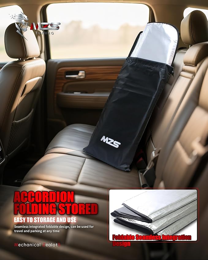 MZS Windshield Sun Shade Compatible with Ranger 2019-2023 | 6-Layer Heat Insulation, 99% UV Blocking, Keeps Interior Cool, Full Coverage Visor, Foldable Car Window Sunshade, Storage Bag - Image 6