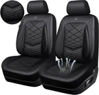 CAR PASS Luxury Nappa Leather Front Seat Covers, Waterproof 3D Foam Seat Covers with Lumbar Support, Breathable Auto Seat Cover Airbag Compatible Universal Fit for Sedan SUV Van Truck, All Black - Image 8