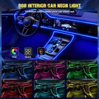 Jushope Interior Car LED Strip Lights, RGB USB Car Ambient Lighting with Wireless APP & Remote Control, Car Accessories Fiber Optifc Lights Sync to Music (5 LED/276 inches) - Image 4