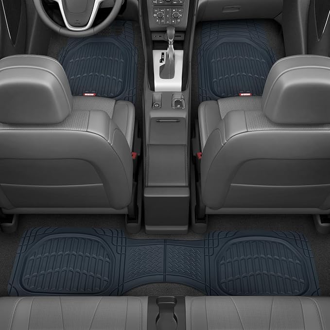Motor Trend FlexTough Floor Mats for Cars, Blue Deep Dish All-Weather Car Mats, Waterproof Trim-to Fit Automotive Floor Mats for Cars Trucks SUV, Universal Floor Liner Car Accessories - Image 2