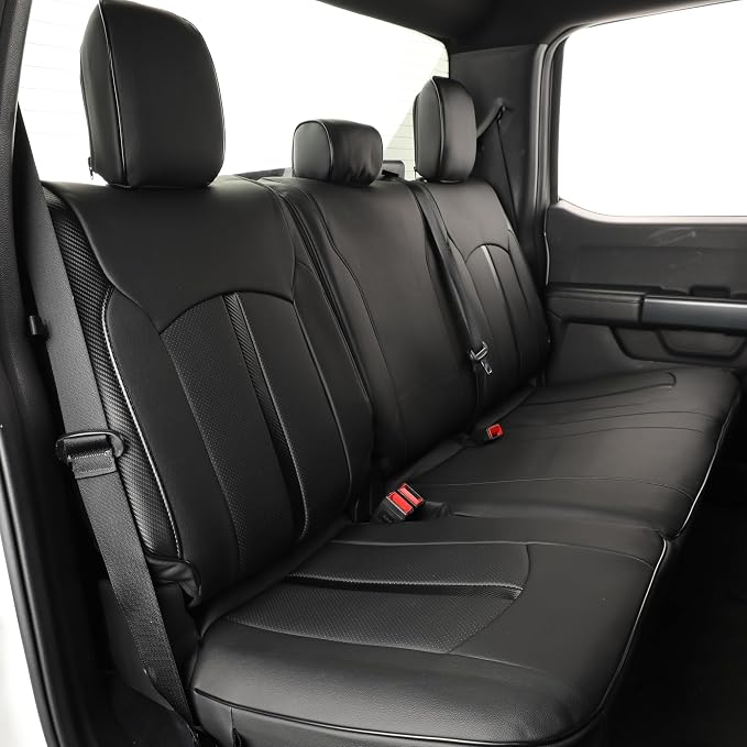 Seat Covers for Ford F150 SuperCrew 2021-2026 Faux Leather | Fits F-150 XL XLT STX Tremor 2021-2026, Lightning Pro XLT 2022-2024 and F250/F350/F450 2023-2026, Waterproof Rear Seat by Custaura