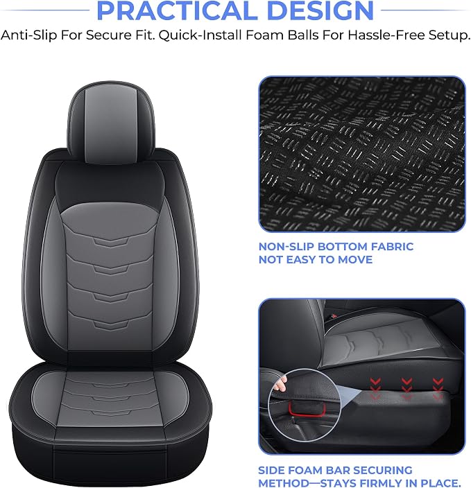 1:1 Custom Car Seat Covers Fit for Toyota RAV4 2019-2025 2026 | Fit for RAV 4 LE, XLE, XLE Premium, Limited Full Set Faux Leather Waterproof Seat Protectors(5-Seater, Black&Grey) - Image 8