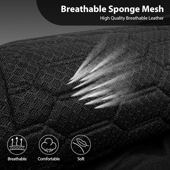 CAR PASS 3D Foam Mesh Leather Back Bench Car Seat Covers,Breathable Rear Seat Cover Universal Fit for Most Cars Sedans SUVs Vans Small Trucks 95% Automotive Backseat, Black - Image 7