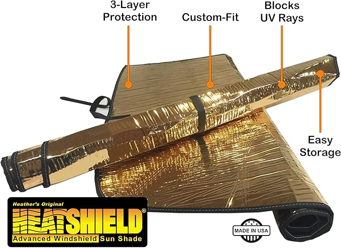 HeatShield, The Original Windshield Sun Shade, Custom-Fit for Toyota 4Runner SUV w/Rear View Mirror Cutout 1996, 1997, 1998, 1999, 2000, 2001, 2002 Gold Series - Image 4
