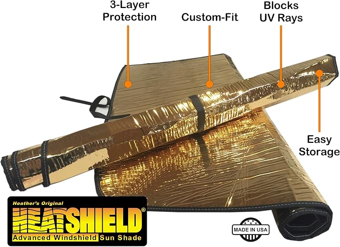 HeatShield, The Original Windshield Sun Shade, Custom-Fit for Honda Element SUV 2003, 2004, 2005, 2006, 2007, 2008 Gold Series - Image 4