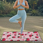 SEANATIVE Sports Towel Seat Covers for Cars - Quick-Dry Sweat Towels for Gym, Hiking & Beach with Anti-Scratch Design (Machine Washable, Universal Fit), Red Strawberry Pattern - Image 3
