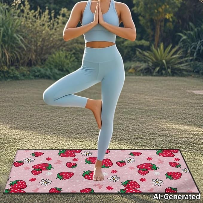 SEANATIVE Sports Towel Seat Covers for Cars - Quick-Dry Sweat Towels for Gym, Hiking & Beach with Anti-Scratch Design (Machine Washable, Universal Fit), Red Strawberry Pattern - Image 3