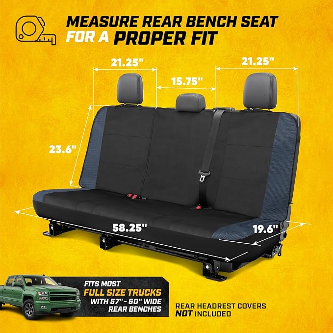 CAT MeshFlex Seat Covers Full Set for Full-Size Pickup Trucks Only - Blue | Front Bucket Seat Covers & 60/40 Split Rear Bench Protector – Interior Accessories For F-150, Silverado, Ram, Sierra & Tundra - Image 7