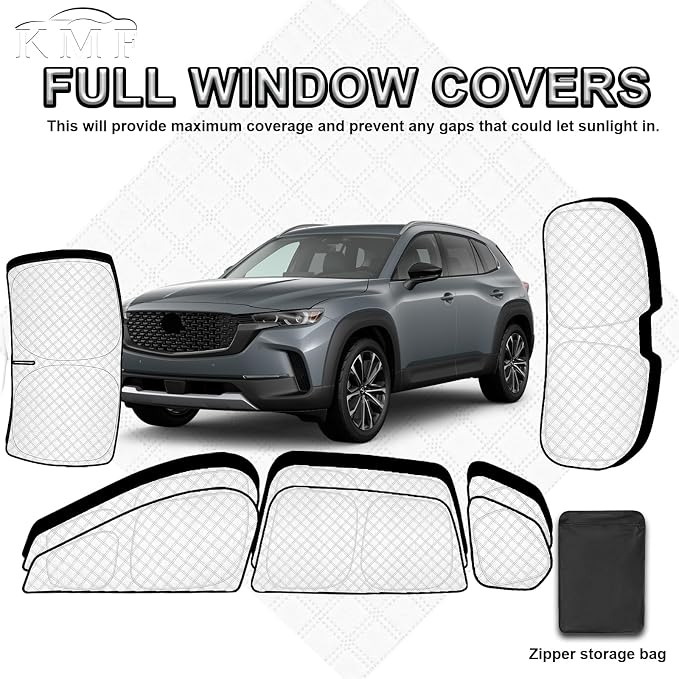 KMF 8pcs Thicken Sun Shades for Mazda CX-50 Accessories 2023-2025, Custom Full Window Sunshade Car Window Covers for Windshield Side Rear, UV Block and Blackout Privacy for Car Camping Outdoor - Image 8