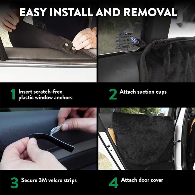 Plush Paws Products Premium Car Door Protector | Washable & Waterproof Interior Door Cover for Car, Truck, & SUV | One Size Fits Most Nonslip, Tear Resistant Door Guard | Set of 2 Grey - Image 3