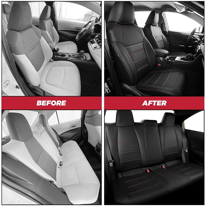 FREESOO Custom Leather Seat Covers for Toyota Corolla Hybrid LE 2020-2022 | Hybrid XLE 2023-2026, Sedan, Full Set, Airbag Compatible, Scratch-resistant, Waterproof, Durable Material, Easy-clean - Image 5