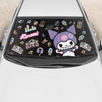 Carbella Kuromi Car Windshield Sun Shade, Official Sanrio Accordion Style Sunshade for Car Window, Cute Kawaii Car Sun Shade Windshield, Kuromi Car Accessories for Women (Neon Party) - Image 3