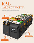 HOTOR Trunk Organizer - Foldable Car Organizer for SUVs & Sedans Storage | Sturdy Car Organization for Men & Women, Car Accessories, Tools, Sundries, Black, 6 Compartments, 34.8" x 16.0" x 11.6" - Image 3