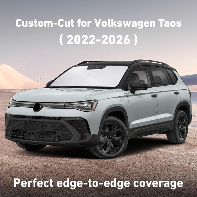 EcoNour Windshield Sunshade Compatible for Volkswagen VW Taos 2022-2026 | Sun Visor for Front Windshield & Window Sun Shade Cover, UV Heat Blocker & Protector, Car Accessories - Image 2