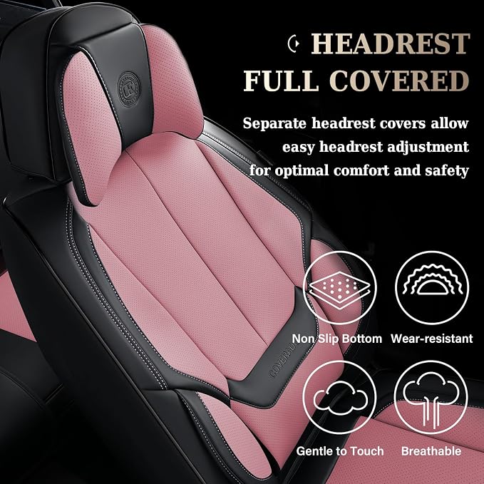Coverado Car Seat Covers, Seat Covers for Cars, Waterproof Leather Auto Seat Protectors, Leather Car Seat Cushion, Car Interiors Accessories Universal Fit for Most Cars - Image 7
