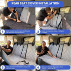 4Knines Heavy-Duty Rear Seat Cover for Dogs - Hammock, Grey XL | K9-Shield waterproof layer, non-slip backing, quick-release clips for easy install and cleanup. Machine washable. - Image 7