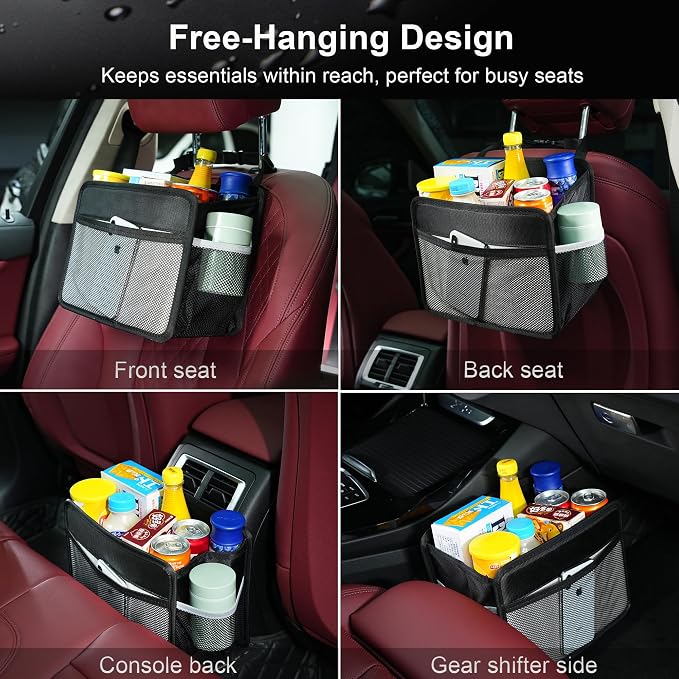 Car Back Seat Organizer and Storage Bag, Premium 1680D Oxford Cloth Collapsible Universal Hanging Car Seat Back Organizer for Kids & Adults - Image 6