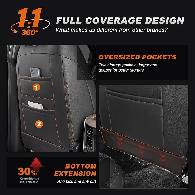 AOMSAZTO Custom Fit Seat Covers for Dodge RAM 1500 2019-2026 Crew Cab Only | Diamond-patterned stylish seat covers, Full Seat, Pickup Seat Covers, Premium Faux Leather, Perfect Fit, Airbag Compatible - Image 6
