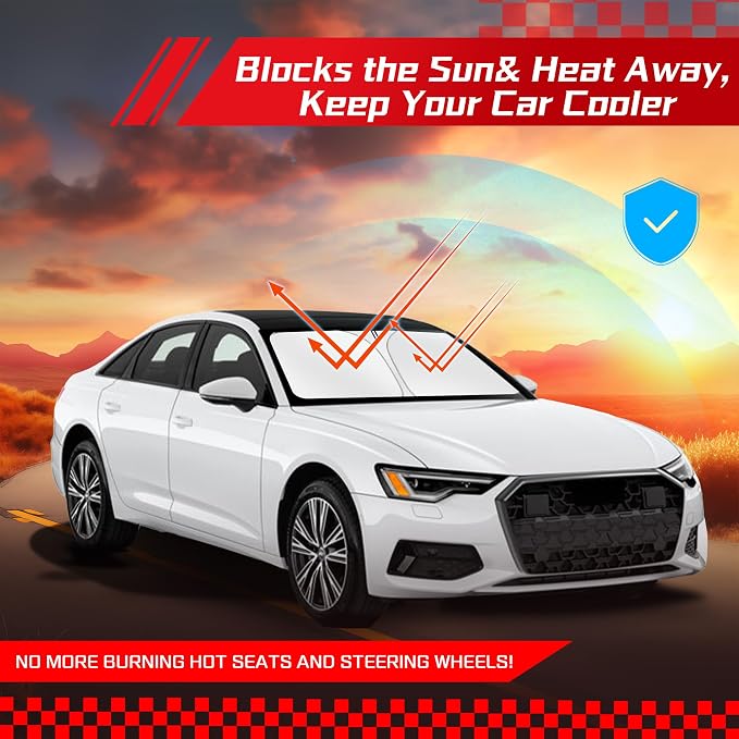 ARISMOTOR Windshield Sun Shade for Audi A6 2019-2025 2026 | Custom Fit, Foldable, Front Window Sunshade Sun Visor Protector, Block UV Rays, Keep Car Cooler - Image 7