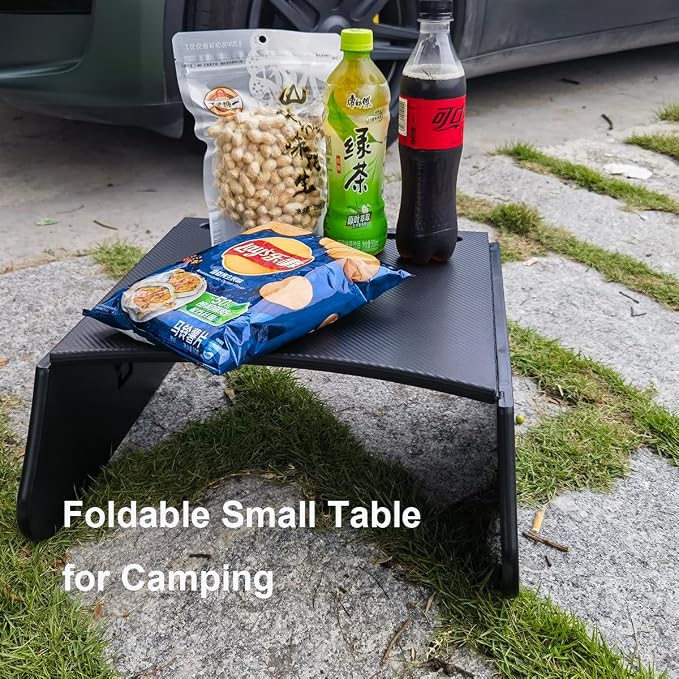 Car Laptop Desk Fit for Tesla Model Y 3 S X, Foldable Food Tray | Car Tray Table for Driver&Passenger, Eating & Working, Carbon Fiber Texture, Support Leg, Dual Hinge - Image 4