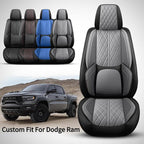 Car Seat Cover Custom Fit for Dodge Ram 1500 2500 3500 2002-2026 Faux Leather Seat Cover Set Compatible with Crew Quad Regular Cab Pickup Truck Cushions (Black & Grey, Front Seat) - Image 2