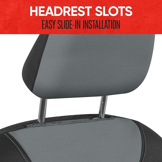 Motor Trend AquaShield Waterproof Front Seat Covers, Gray Seat Covers for Cars – Neoprene Front Car Seats Cover, SUV Seat Covers Protector - Car Interior Cover for Auto, Trucks, & Dog Owners - Image 4