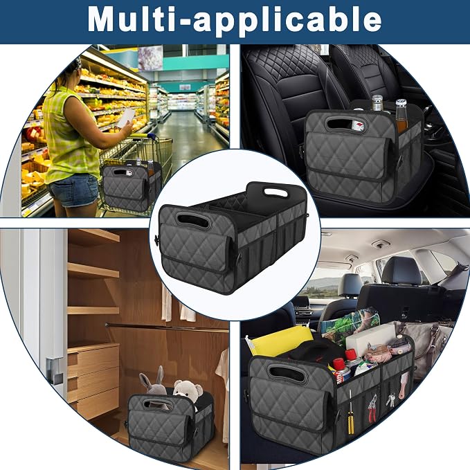 Deosk Trunk Organziers and Storage with Reinforced Handles,Car Accessories for Women/Men 50L Waterproof Polyester Trunk Organzier for Car/SUV/Minivan/Truck(Medium,Charcoal) - Image 6